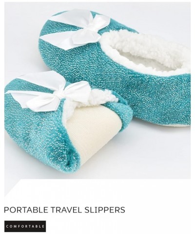 Womens Cozy&Warm Slipper Socks with Grippers -Fuzzy Fleece House Slippers with Non Slip Bottoms Lake Blue Dot $9.17 Socks