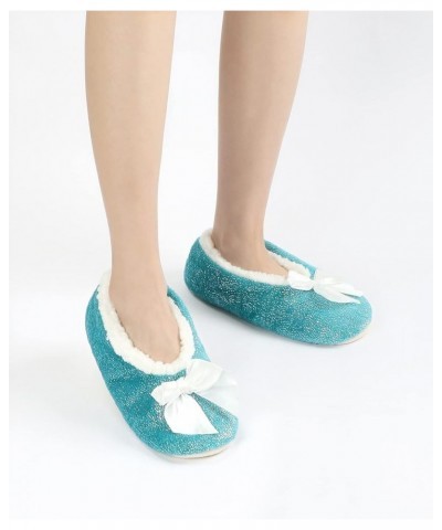 Womens Cozy&Warm Slipper Socks with Grippers -Fuzzy Fleece House Slippers with Non Slip Bottoms Lake Blue Dot $9.17 Socks