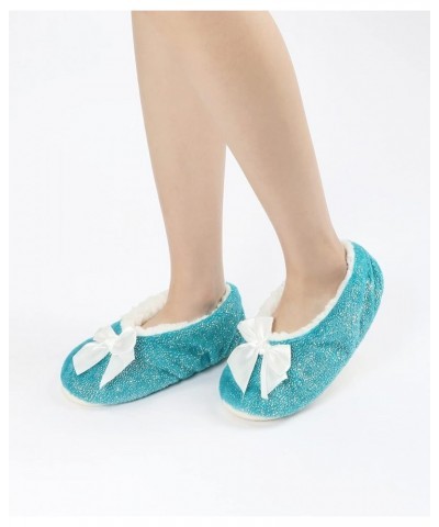 Womens Cozy&Warm Slipper Socks with Grippers -Fuzzy Fleece House Slippers with Non Slip Bottoms Lake Blue Dot $9.17 Socks