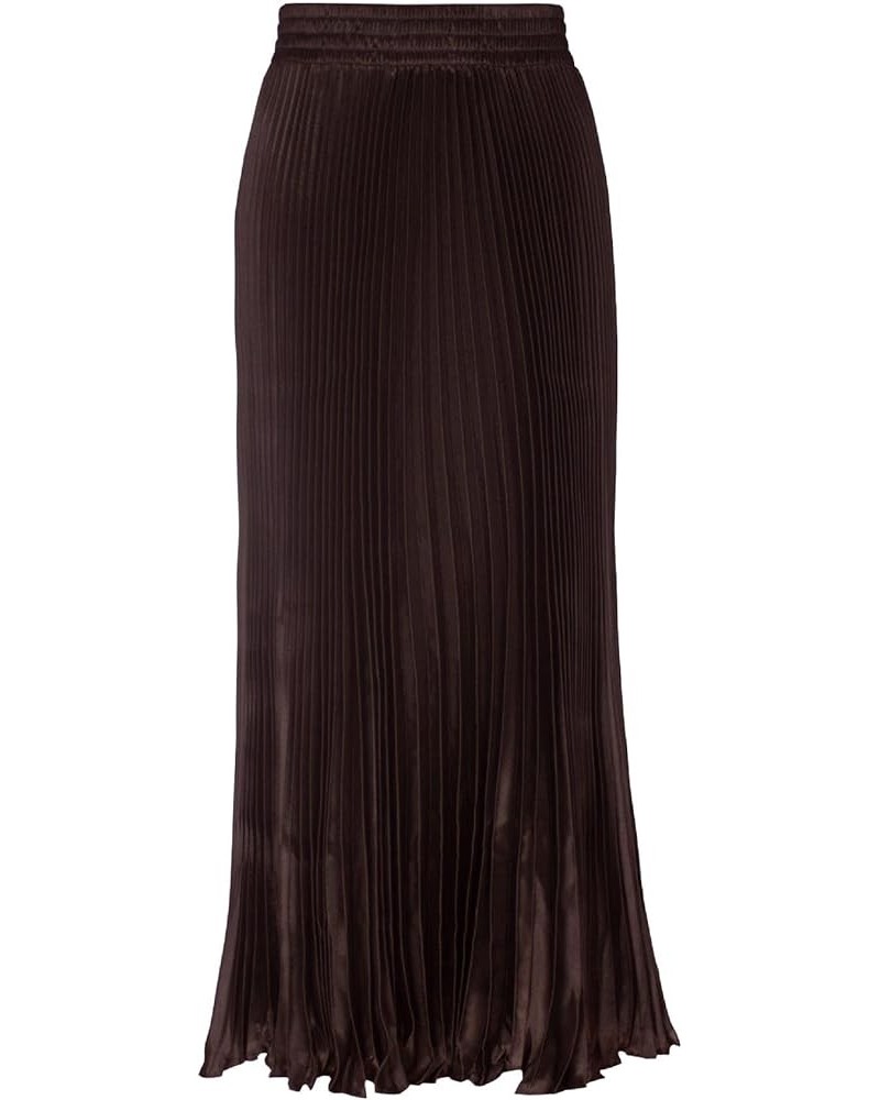 Women's Satin Metallic Pleated Accordion Long Maxi Skirt Coffee $14.57 Skirts