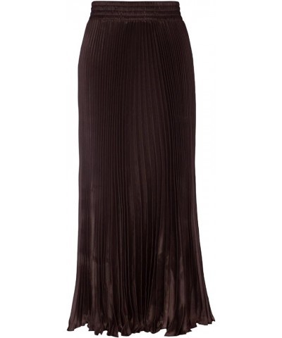 Women's Satin Metallic Pleated Accordion Long Maxi Skirt Coffee $14.57 Skirts