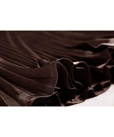 Women's Satin Metallic Pleated Accordion Long Maxi Skirt Coffee $14.57 Skirts