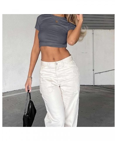 Long Sleeve Shirt for Women Sexy Y2K Basic Tops Slim Fit Crop Top Casual Fashion Cute Baby Tees Going Out T-Shirts 1grey $9.0...