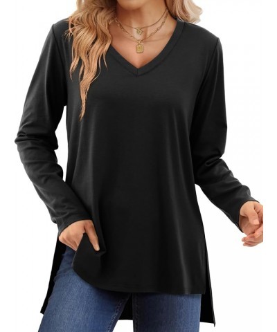 Women V Neck T-Shirt Casual Short Sleeve Plain Tee Shirts Blouses H: Black $13.24 Tops