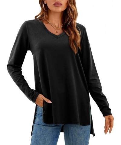 Women V Neck T-Shirt Casual Short Sleeve Plain Tee Shirts Blouses H: Black $13.24 Tops