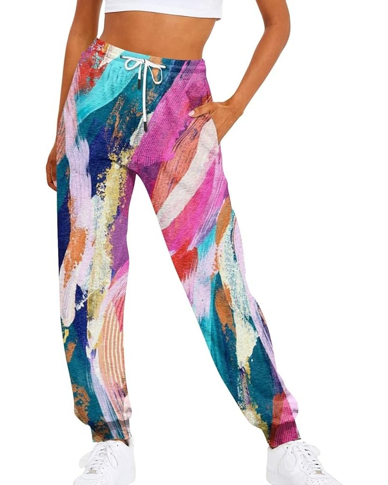 Womens Sweatpants with Pockets Elastic Waist Soft Leggings Tie-dye Fall Womens Sweatpants Workout High Waisted Pants 1_hot Pi...