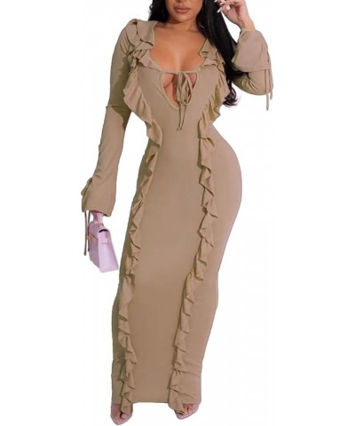 Women's Sexy Hoodie Dress Long Sleeve Patchwork High Waist BodyconParty Club Fashion Maxi Dress 58khaki $19.78 Dresses