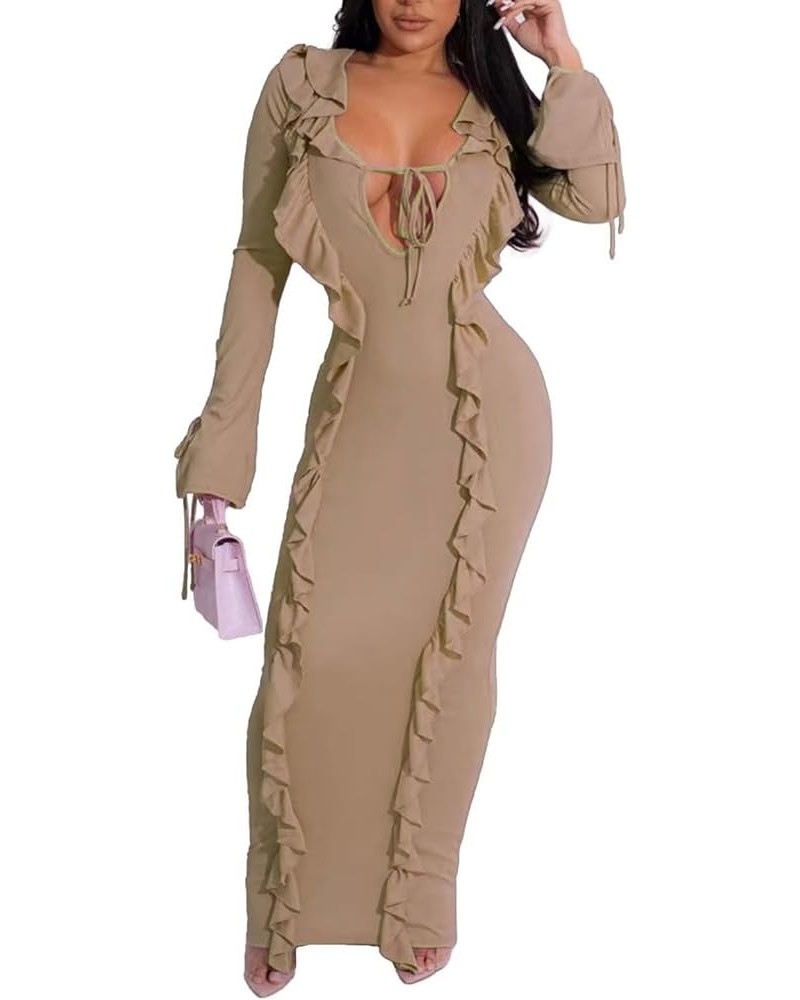 Women's Sexy Hoodie Dress Long Sleeve Patchwork High Waist BodyconParty Club Fashion Maxi Dress 58khaki $19.78 Dresses