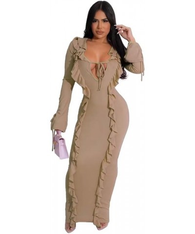 Women's Sexy Hoodie Dress Long Sleeve Patchwork High Waist BodyconParty Club Fashion Maxi Dress 58khaki $19.78 Dresses