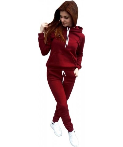 Lounge Sets For Women Sweatsuit Cotton 2 Piece Outfits Workout Sets Tracksuit Long Sleeve Hooded Jogger Pant Matching Set Red...