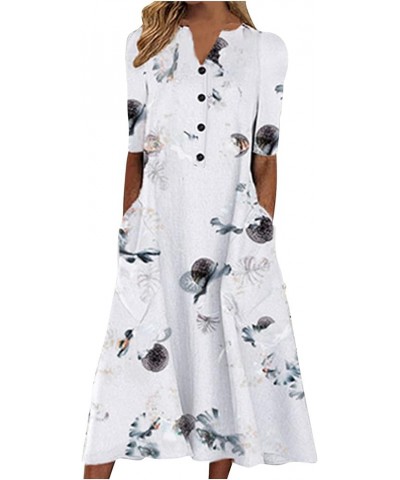 Summer Dresses for Women 2023 Long Sleeve Floral V Neck Maxi Dress Casual Fashion Beach Dresses 22 D-dark Gray $11.50 Dresses