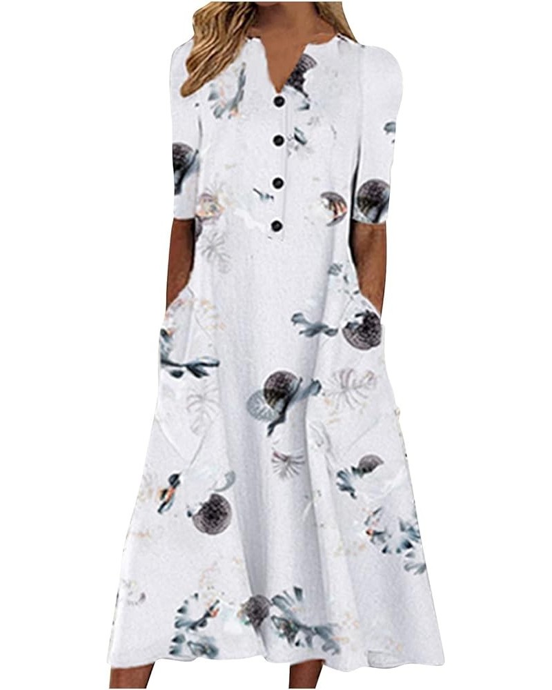 Summer Dresses for Women 2023 Long Sleeve Floral V Neck Maxi Dress Casual Fashion Beach Dresses 22 D-dark Gray $11.50 Dresses