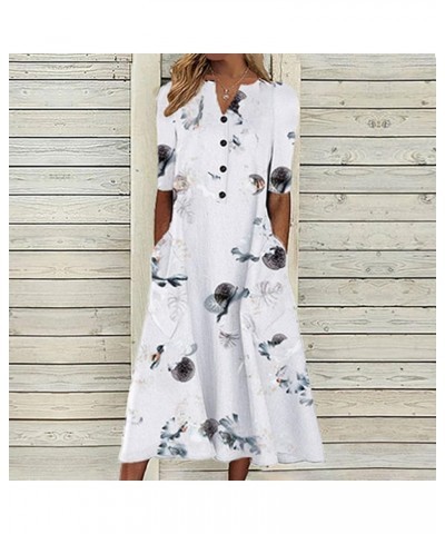 Summer Dresses for Women 2023 Long Sleeve Floral V Neck Maxi Dress Casual Fashion Beach Dresses 22 D-dark Gray $11.50 Dresses