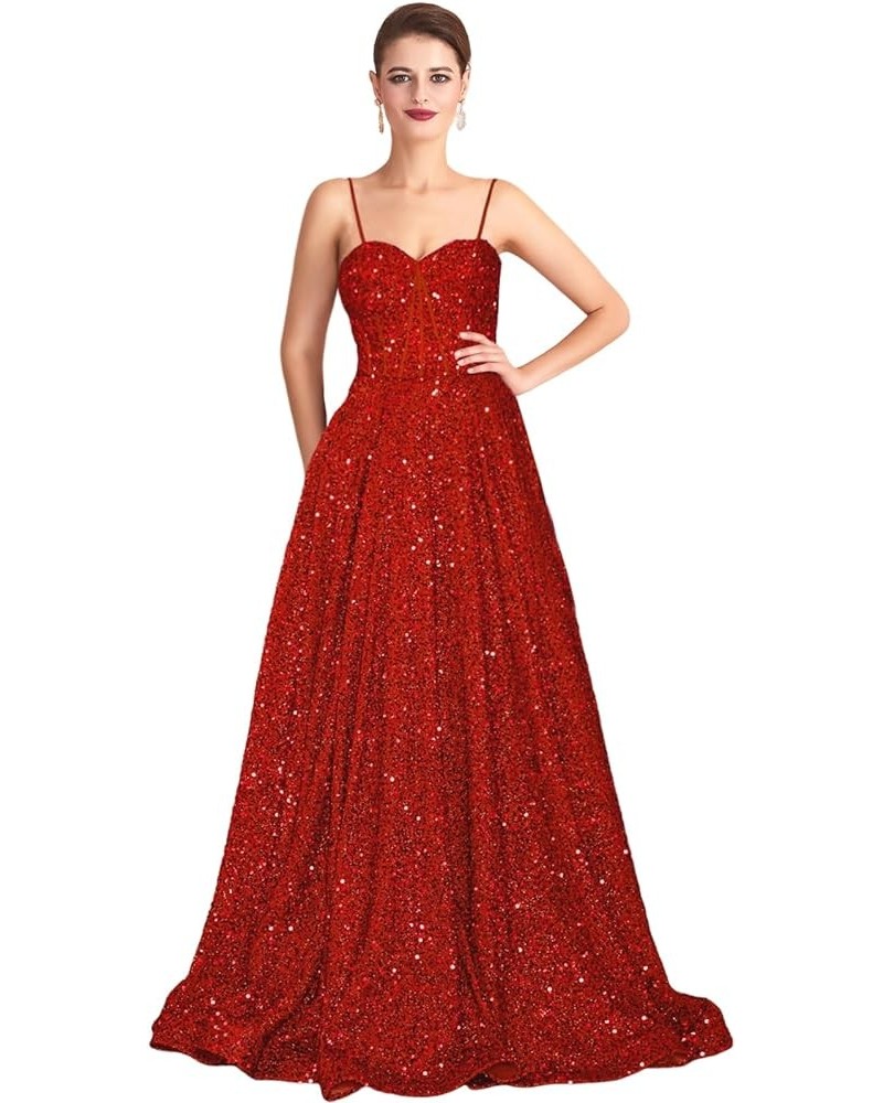 Women's Prom Dress Long 2024 V Neck Sexy Evening Dress A Line Military Ball Gown Beaded Party Dresses 1802-red $41.25 Dresses