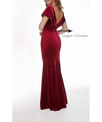 Women's Velvet Formal Dresses Off Shoulder Mermaid Evening Prom Dress Bodycon Party Bridesmaid Dress 2023 White $34.86 Dresses