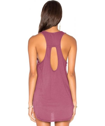 Yoga Workout Tops for Women Backless Long Tank Workout Shirts Cover up Summer Sleeveless T Shirts Fuchsia $9.39 Activewear