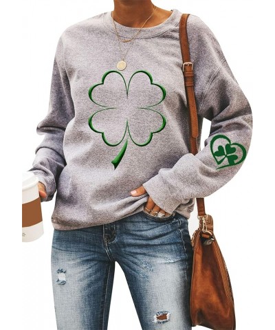 Women's St. Patrick's Day Love Printed Pullover Shirt Casual Shamrock Sweatshirt Grey Shamrock $14.10 Hoodies & Sweatshirts