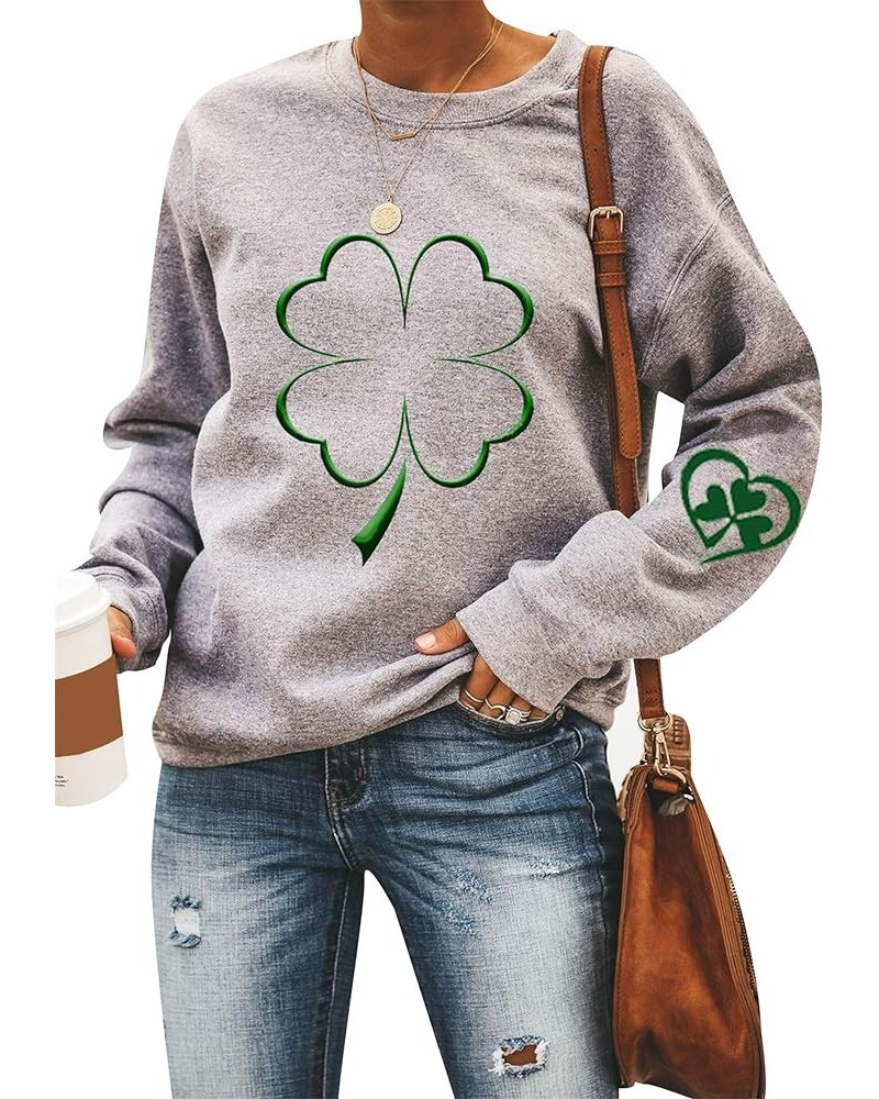 Women's St. Patrick's Day Love Printed Pullover Shirt Casual Shamrock Sweatshirt Grey Shamrock $14.10 Hoodies & Sweatshirts