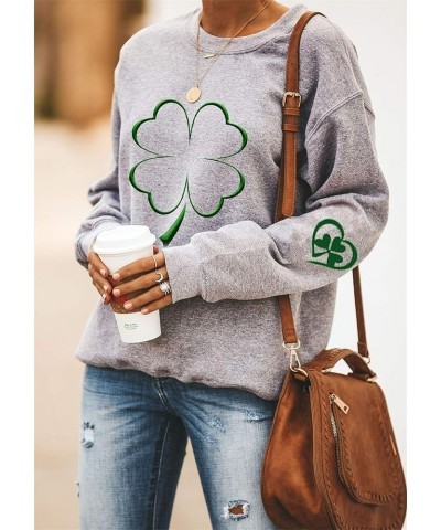 Women's St. Patrick's Day Love Printed Pullover Shirt Casual Shamrock Sweatshirt Grey Shamrock $14.10 Hoodies & Sweatshirts