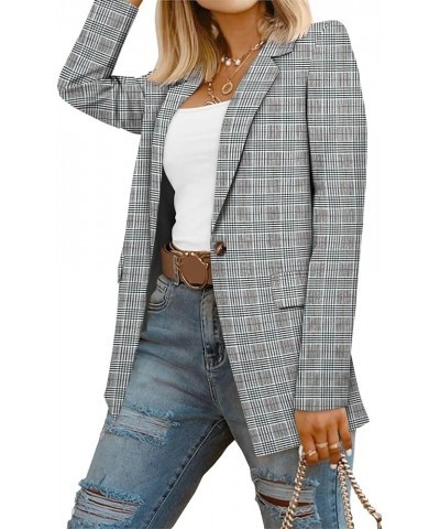 Women Business Casual Blazer with Lined Professional Work Suit Jacket with Pockets 1-black Grey Plaid-regular Size $32.32 Bla...