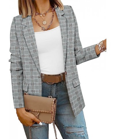 Women Business Casual Blazer with Lined Professional Work Suit Jacket with Pockets 1-black Grey Plaid-regular Size $32.32 Bla...