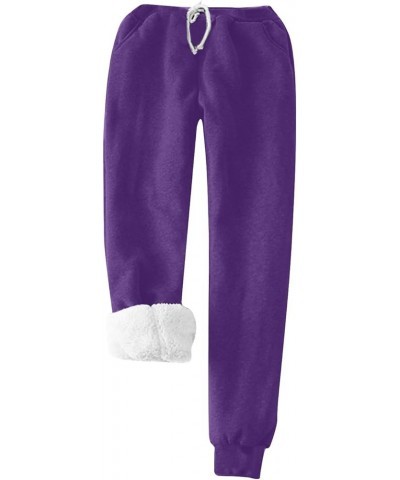 2 Piece Tracksuit for Women Fleece Lined Underwear Set Fuzzy Warm Tops Sherpa Pants Women Lounge Set 225 Deals Purple Pajama ...