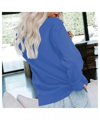 Fall Long Sleeve Sweatshirt Women's Solid/Fade Color Loose Tops Crewneck Pullover Hoodies Sporty Trendy Sweatshirts A-blue $1...