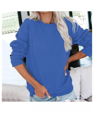 Fall Long Sleeve Sweatshirt Women's Solid/Fade Color Loose Tops Crewneck Pullover Hoodies Sporty Trendy Sweatshirts A-blue $1...