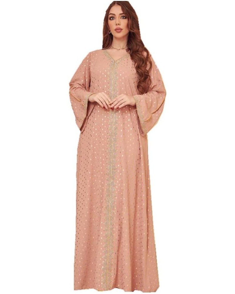 Women Chiffon Muslim Dress Islamic Abaya Dubai Robe Middle East Prayer Dress Open Front Flowy Maxi Cardigan Dress Pink3 $12.9...