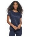 Women's Keyhole Short Sleeve Top Midnight $26.18 Blouses