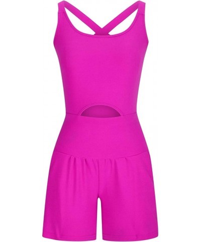 Womens Athletic Romper Trendy Casual Yoga Jumpsuits Gym One Piece Onesie Running Workout Wear Outfits 2023 Hot Pink 8 $8.79 J...