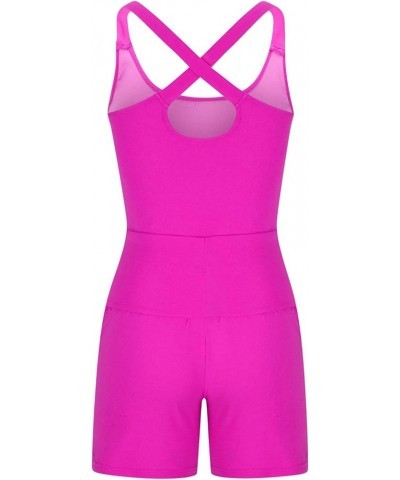 Womens Athletic Romper Trendy Casual Yoga Jumpsuits Gym One Piece Onesie Running Workout Wear Outfits 2023 Hot Pink 8 $8.79 J...