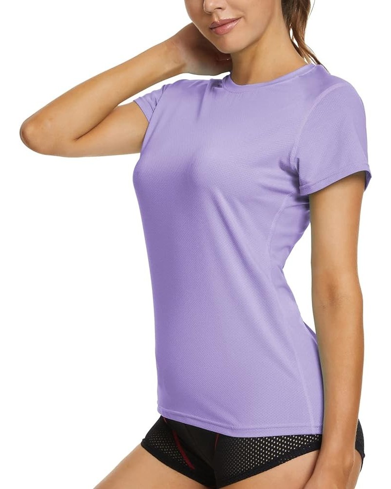 Womens Short Sleeve Rash Guard Swim, Quick Dry Outdoor Sun Protection T-Shirt Purple $14.33 Swimsuits