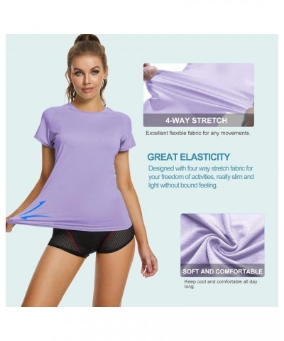 Womens Short Sleeve Rash Guard Swim, Quick Dry Outdoor Sun Protection T-Shirt Purple $14.33 Swimsuits