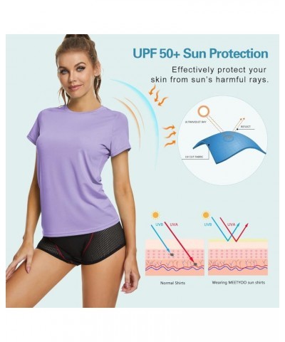 Womens Short Sleeve Rash Guard Swim, Quick Dry Outdoor Sun Protection T-Shirt Purple $14.33 Swimsuits