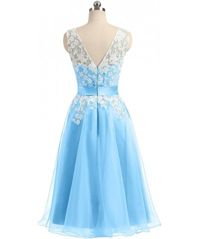 Junior Bridesmaid Dresses Lace Appliques Cocktail Dress Organza Homecoming Dresses Blue $30.82 Dresses