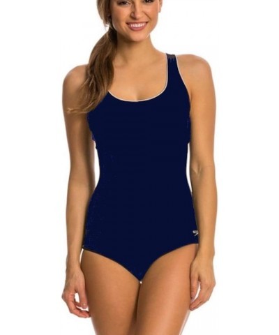 Women's One Piece Swimsuit,Keyhole Racerback, Moderate Cut Contrast Trim (Peacoat, Medium) $32.44 Swimsuits