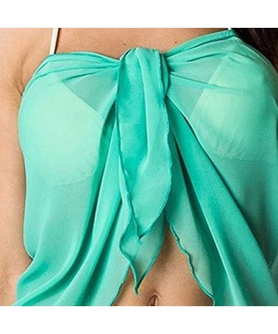 Women Beach Swimsuit Cover Ups Short Sarongs Bathing Suit Coverup Bikini Wrap Skirt Sexy Sheer Chiffon Scarf Green $5.39 Swim...