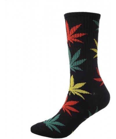 4 Pairs Pack Marijuana Weed Leaf Printed Cotton Athletic Sports High Crew Socks for Women Men B-4 Pairs $9.87 Activewear