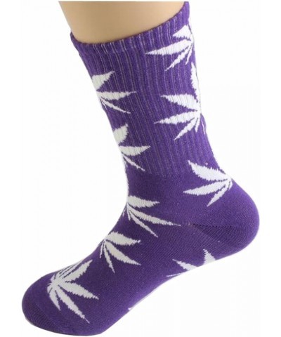 4 Pairs Pack Marijuana Weed Leaf Printed Cotton Athletic Sports High Crew Socks for Women Men B-4 Pairs $9.87 Activewear