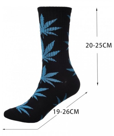 4 Pairs Pack Marijuana Weed Leaf Printed Cotton Athletic Sports High Crew Socks for Women Men B-4 Pairs $9.87 Activewear