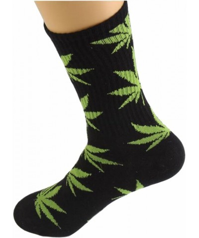 4 Pairs Pack Marijuana Weed Leaf Printed Cotton Athletic Sports High Crew Socks for Women Men B-4 Pairs $9.87 Activewear