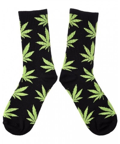 4 Pairs Pack Marijuana Weed Leaf Printed Cotton Athletic Sports High Crew Socks for Women Men B-4 Pairs $9.87 Activewear