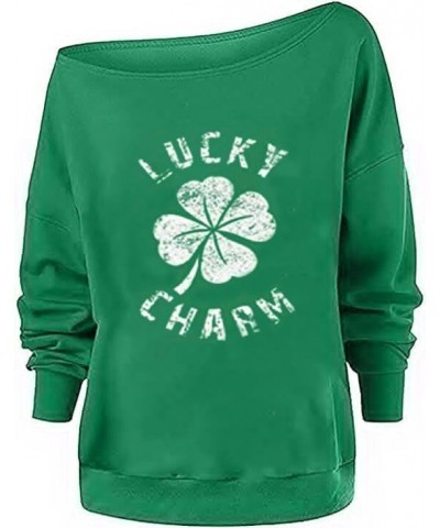 St. Patrick's Day Women's Sweatshirts Loose Fit Kelly Green Clover Long Sleeve Gift Irish Tops Green Lucky $21.61 Hoodies & S...