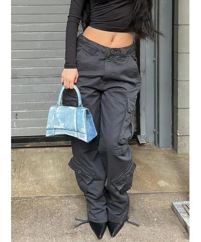 Women Y2K High Waisted Jeans Gothic Baggy Gothic Cargo Jeans Wide Straight Leg Punk Denim Pants Loose Trousers Streetwear 46-...