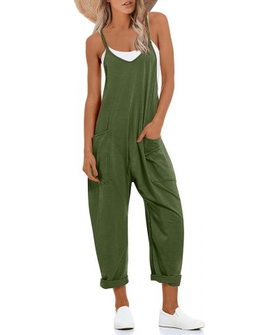 One Piece Jumpsuits for women V Neck Sleeveless Loose Fit overalls Spaghetti Strap Harem Long Pants with Pockets Green $14.35...