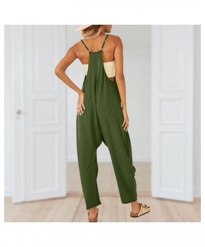 One Piece Jumpsuits for women V Neck Sleeveless Loose Fit overalls Spaghetti Strap Harem Long Pants with Pockets Green $14.35...