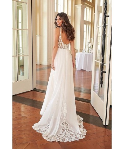 Lace Beach Wedding Dresses for Bride 2023 Beaded Boho Wedding Gowns for Women A Ivory $43.68 Dresses