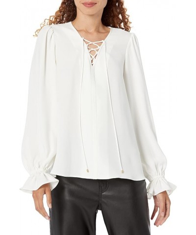 Women's Lace Up Blouse Whitewash $43.96 Blouses