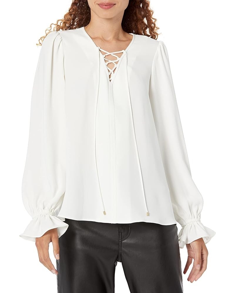 Women's Lace Up Blouse Whitewash $43.96 Blouses